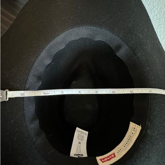 Levi's Boho Style Black Wool Wide Brim Fedora Hat - Picture 12 of 13